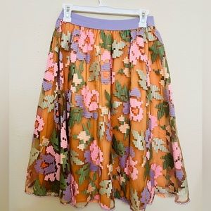 Maeve pixel bouquet skirt